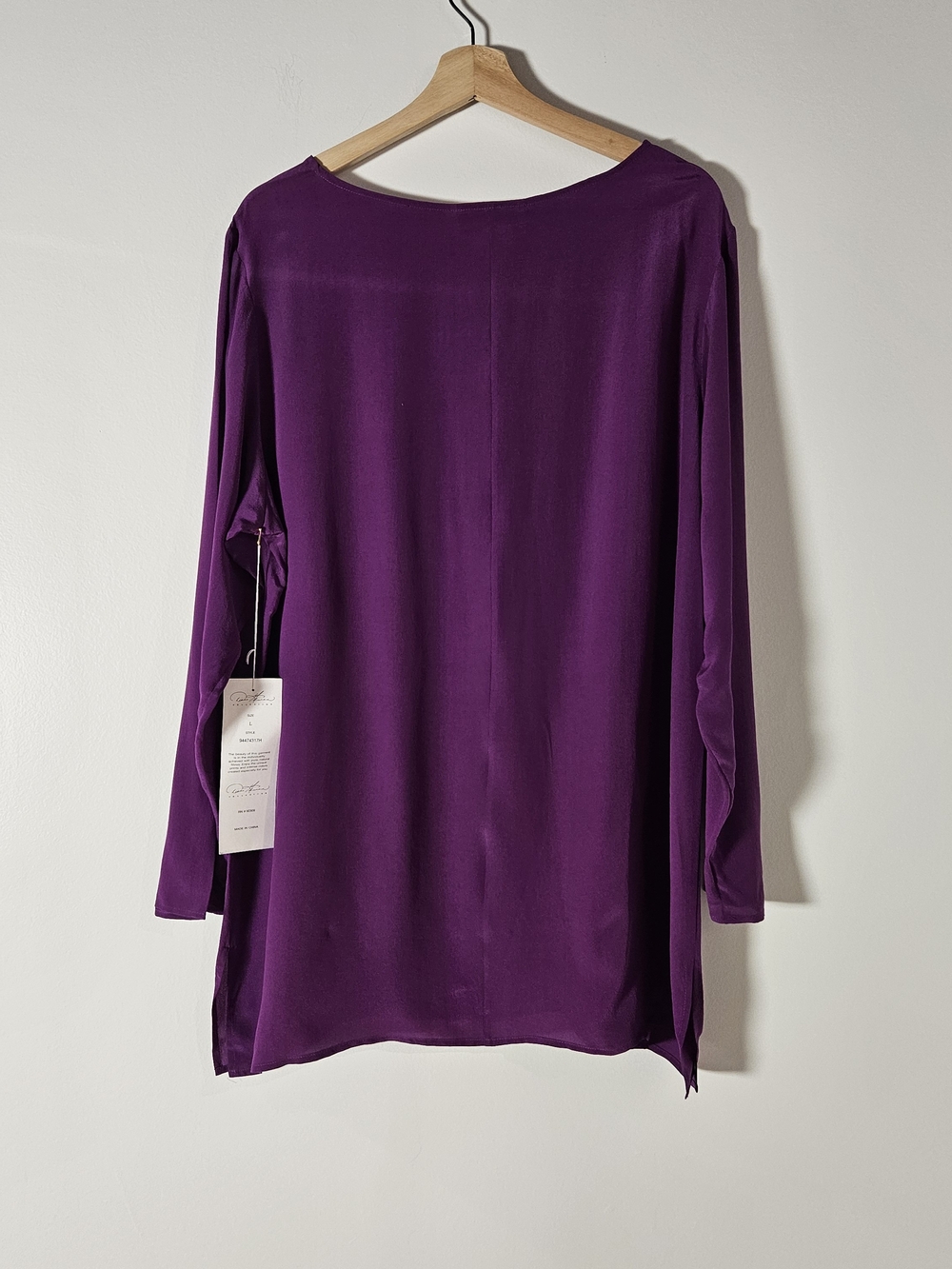 VTG 90s Diane Gilman 100% Silk Tunic Blouse L NWT Purple - Picture 3 of 8
